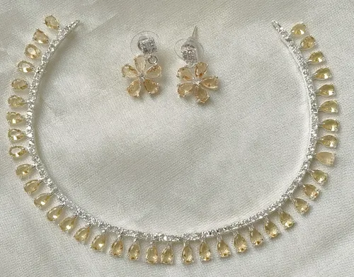 AD-Stone Choker -Silver Finish